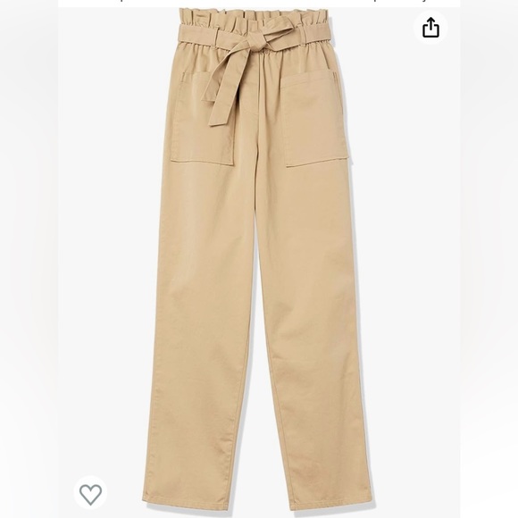 THE DROP Pamela Pull-On Belted Pant High Waisted Curds & Whey Khaki NEW Small - Picture 2 of 11